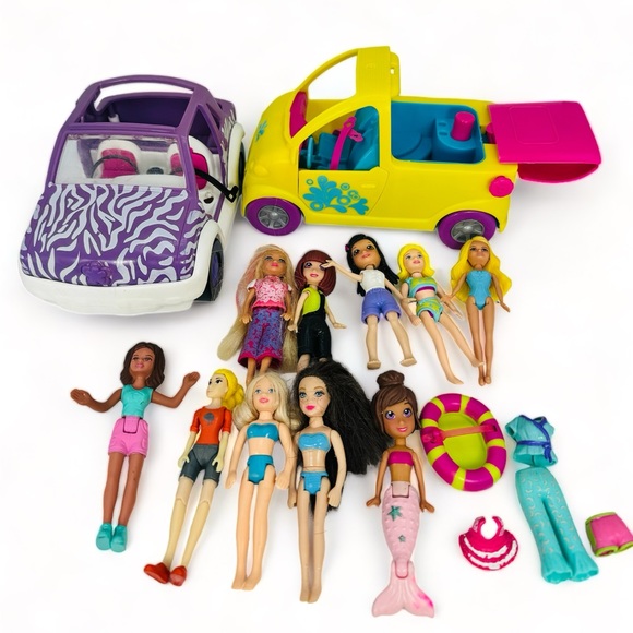 Mattel Other - Polly Pocket Doll Lot Of Dolls Clothes Vehicles